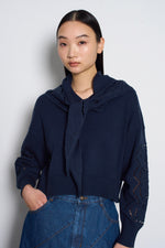Embroidery Cotton Pullover with Scarf