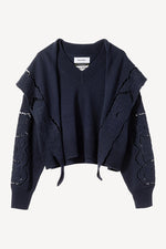 Embroidery Cotton Pullover with Scarf