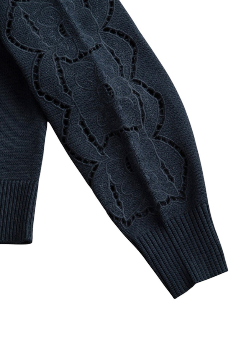 Embroidery Cotton Pullover with Scarf
