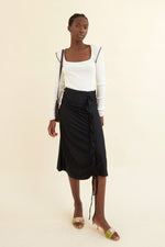 Agathe Ruffled Satin Skirt