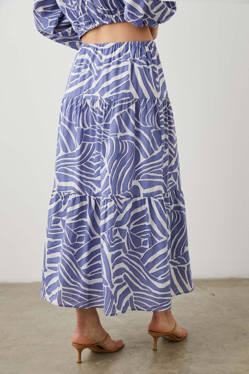 Mary Wave-Print Cotton Skirt