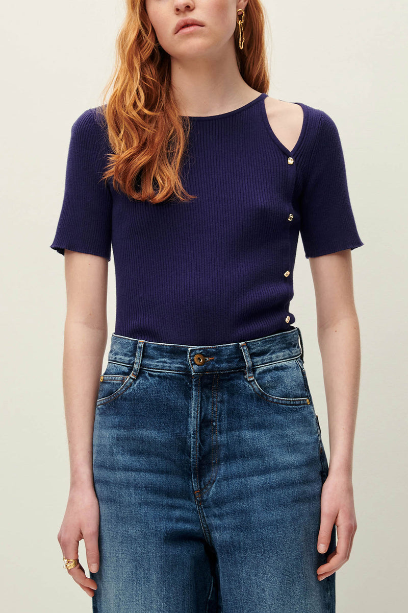 Claro Cotton Rib Knit Top