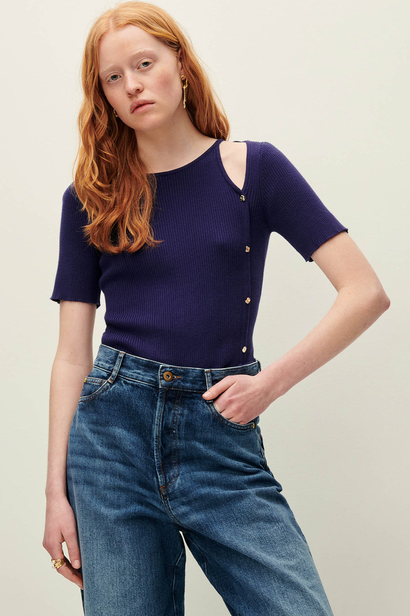 Claro Cotton Rib Knit Top
