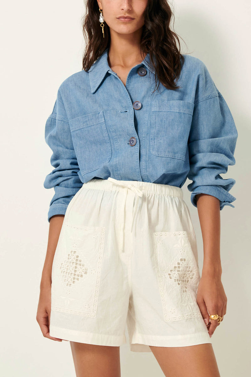 Hyogoni Embroidery Cotton Shorts