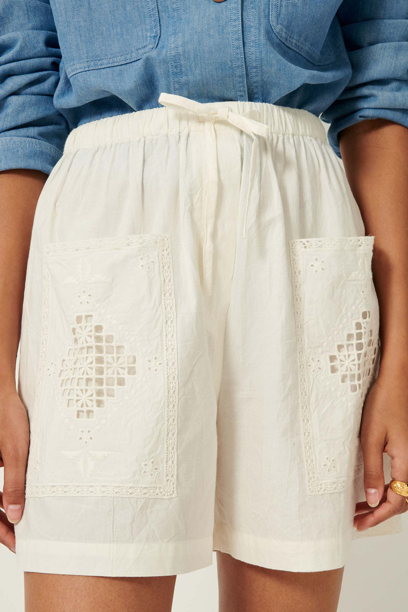 Hyogoni Embroidery Cotton Shorts