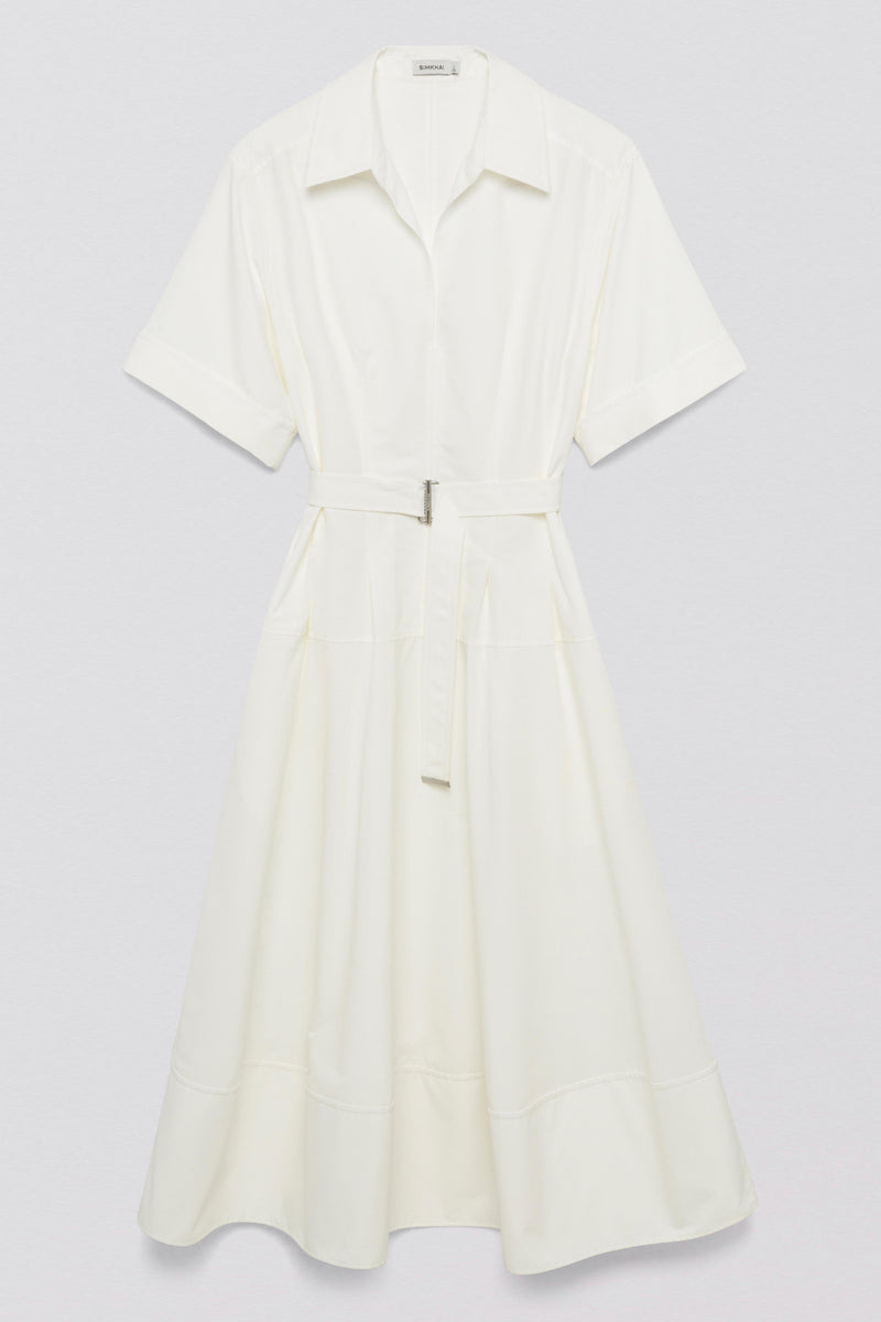 Deanna Cotton-Blended Belted Dress