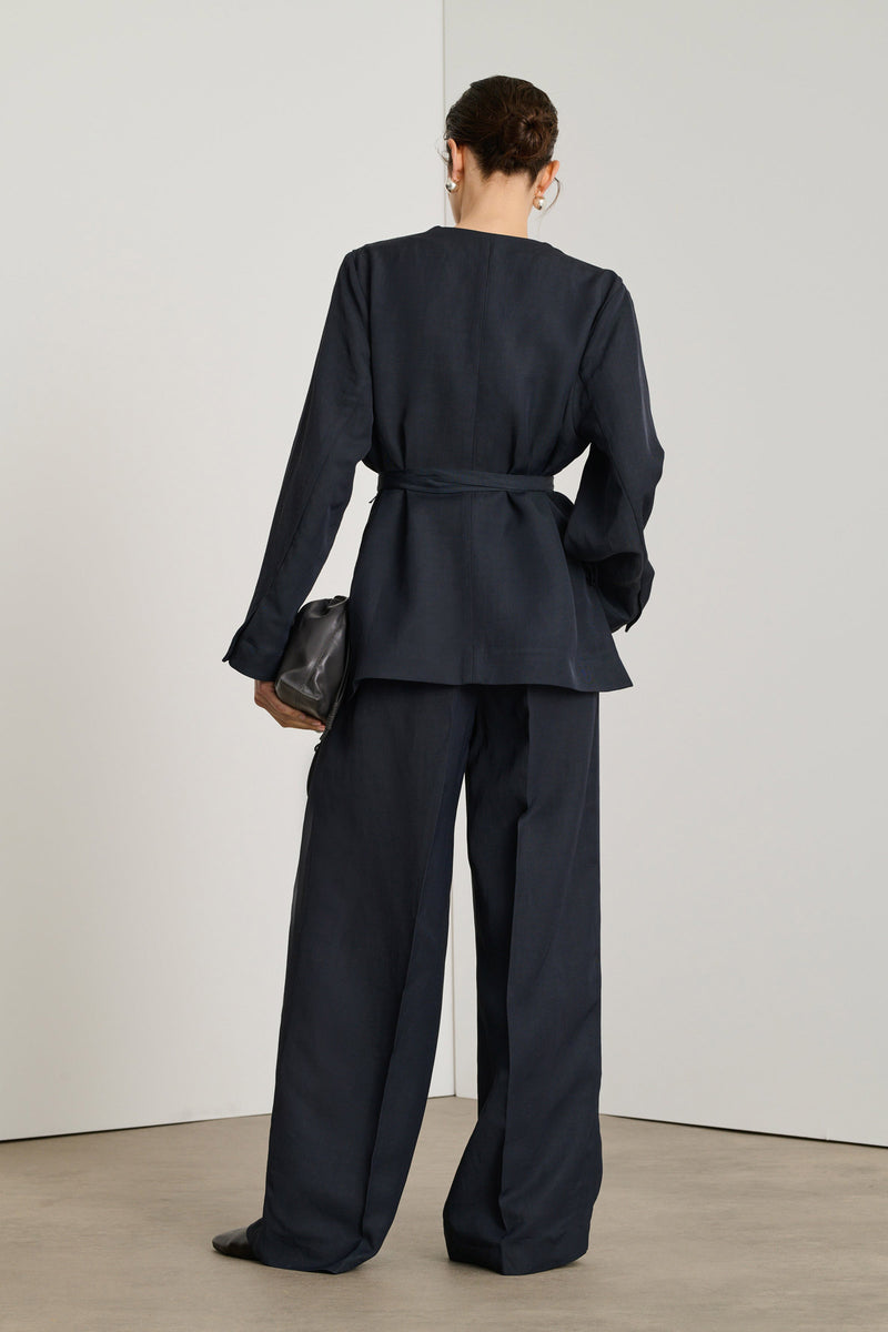 Dandy Linen-Blended Belted Jacket