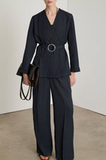 Dandy Linen-Blended Belted Jacket