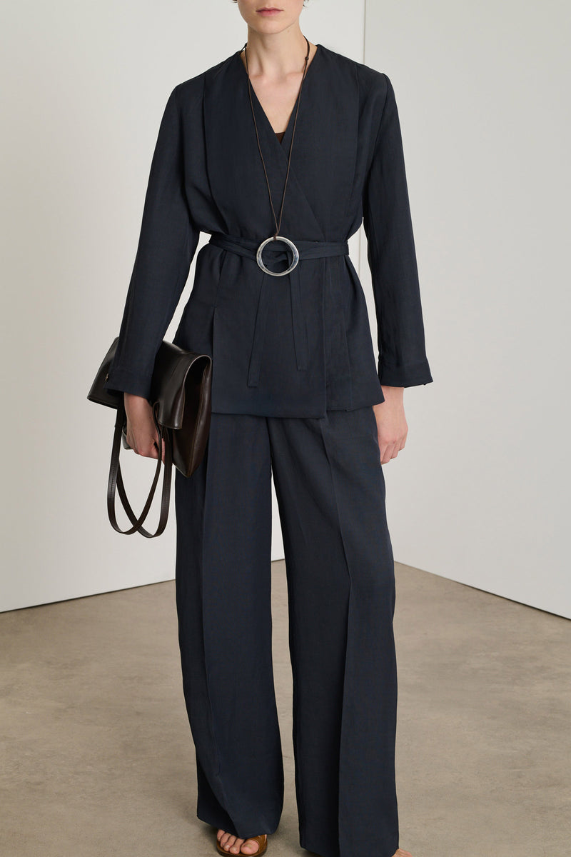 Dandy Linen-Blended Belted Jacket