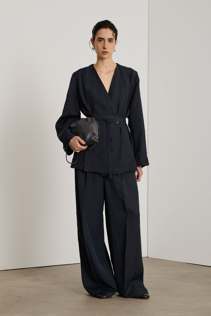 Dandy Linen-Blended Belted Jacket