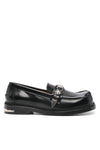 Metal Leather Moc Toe Loafers