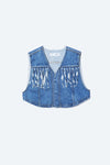 Denim Fringe Vest - UNISEX