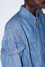 Metal Eyelet Denim Shirt - UNISEX