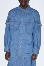 Metal Eyelet Denim Shirt - UNISEX