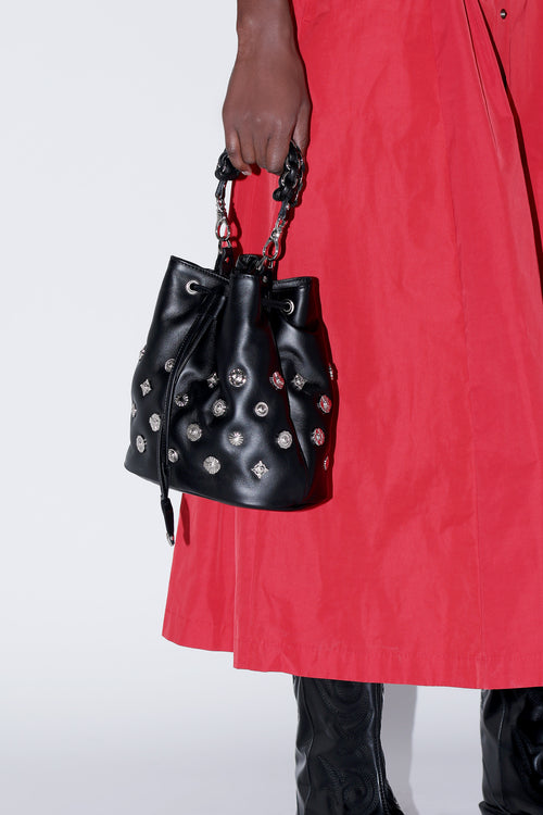 Concho Drawstring Leather Bag
