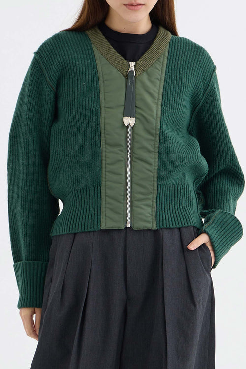 Wool Knit Zip Cardigan