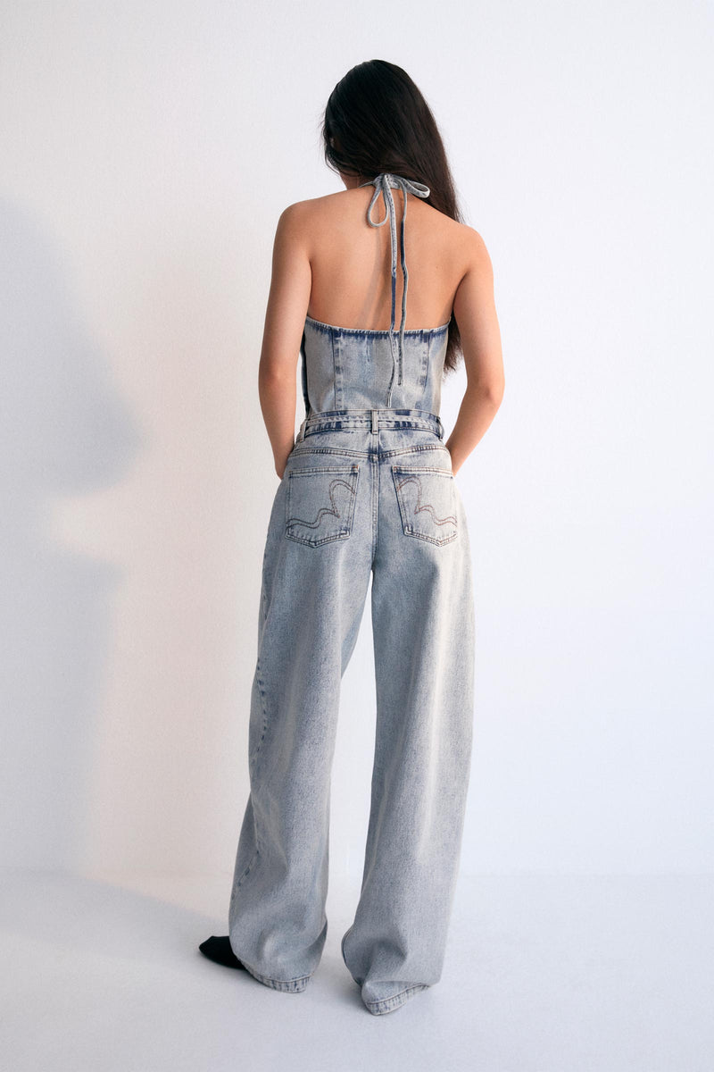 Chios Wide-Leg Denim Pants