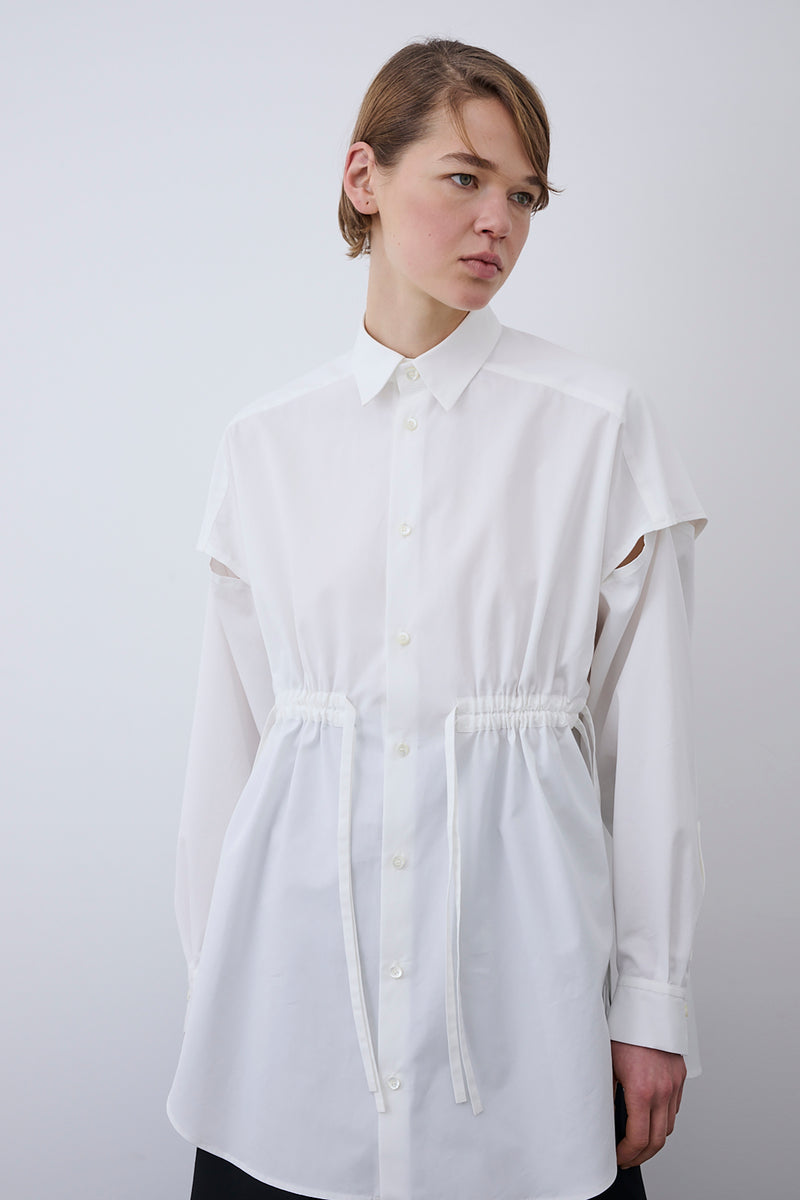 Waist Gathered Cotton Shirt