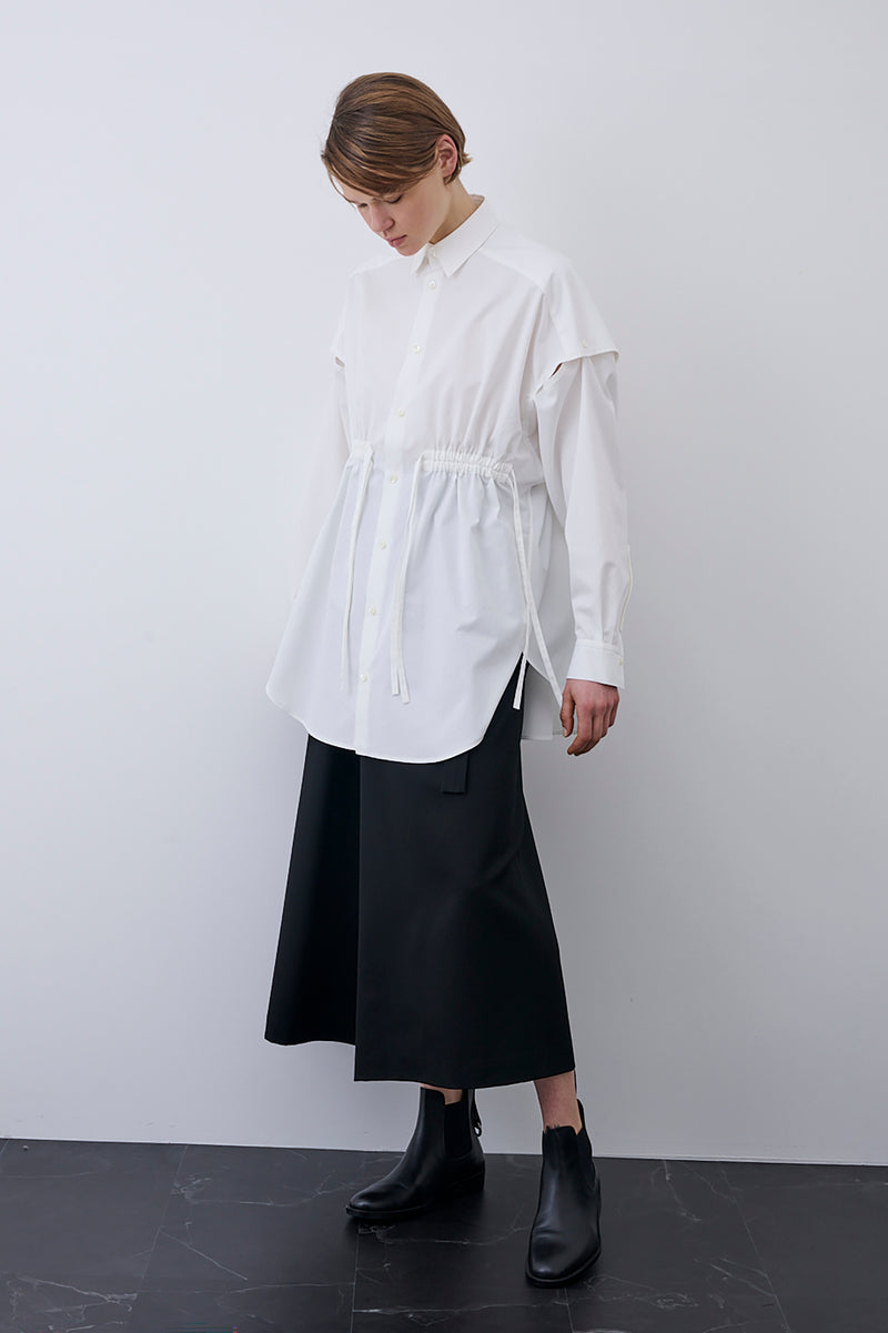 Waist Gathered Cotton Shirt