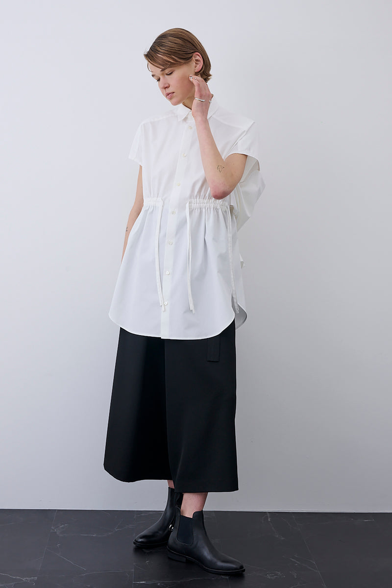 Waist Gathered Cotton Shirt