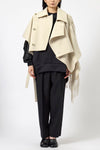 Asymmetric Fringe Wool Cape