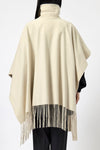 Asymmetric Fringe Wool Cape