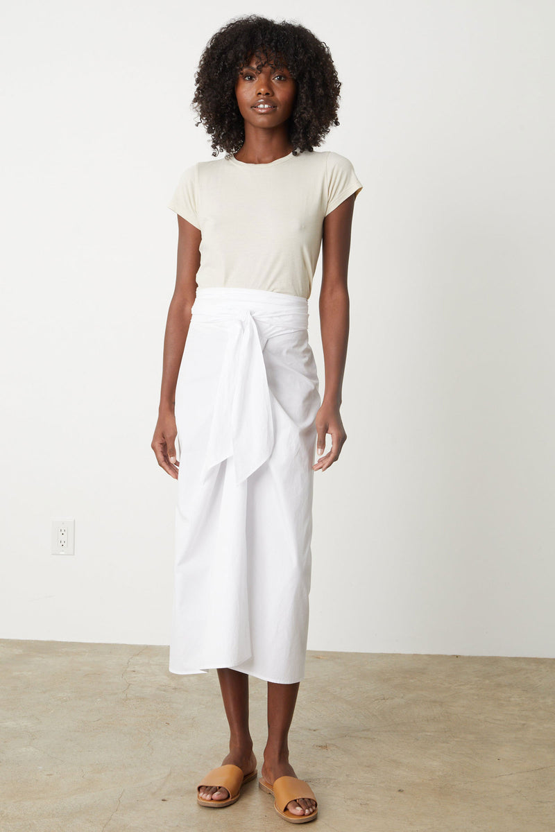 Leena Tie Front Cotton Skirt