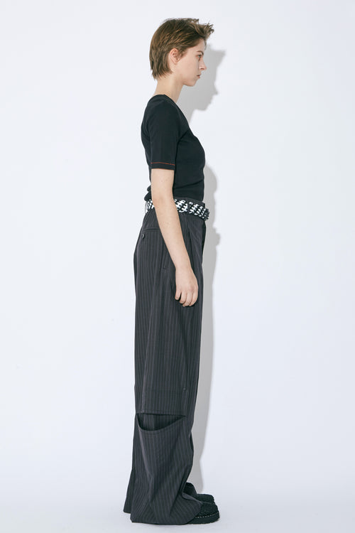 Cotton Suiting Trompe Loeil Pants
