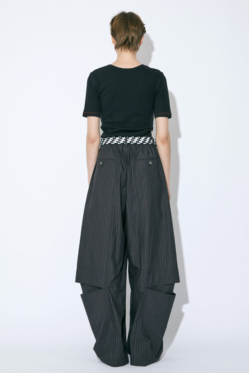 Cotton Suiting Trompe Loeil Pants