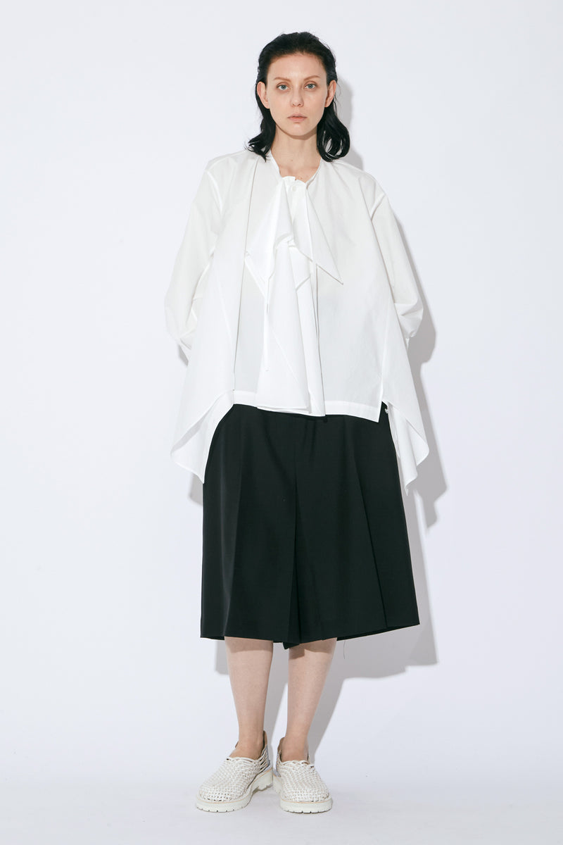Tropical Wool Mohair Side Tuck Box Culottes