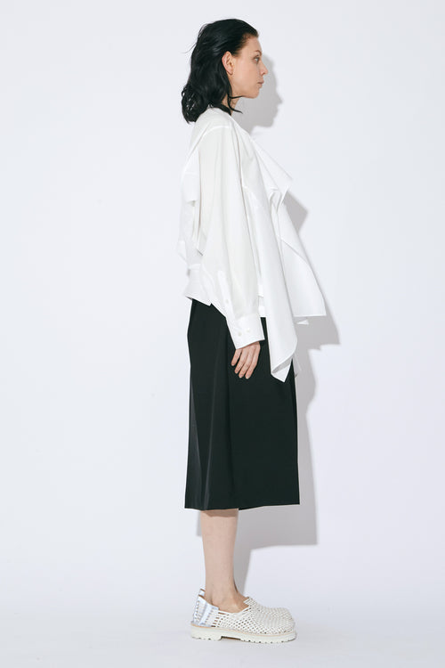 Tropical Wool Mohair Side Tuck Box Culottes