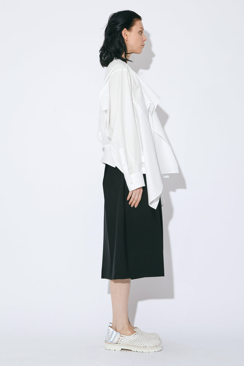 Tropical Wool Mohair Side Tuck Box Culottes