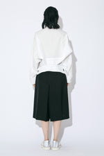 Tropical Wool Mohair Side Tuck Box Culottes