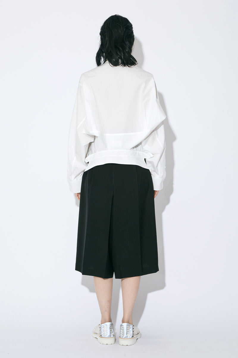 Tropical Wool Mohair Side Tuck Box Culottes