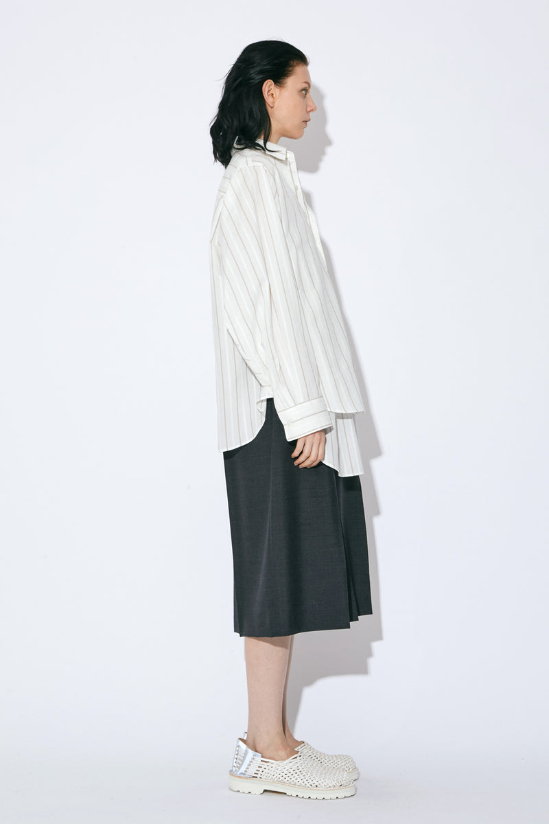 Tropical Wool Mohair Side Tuck Box Culottes