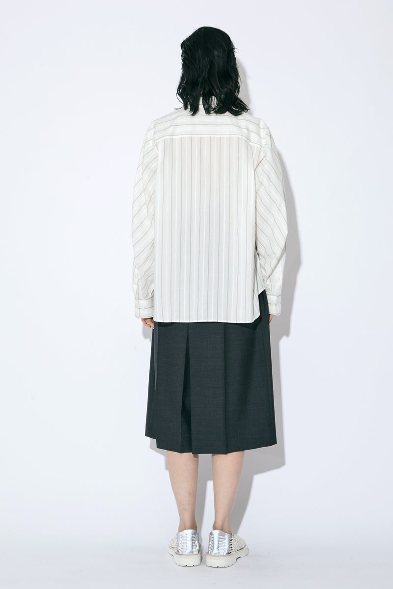 Tropical Wool Mohair Side Tuck Box Culottes