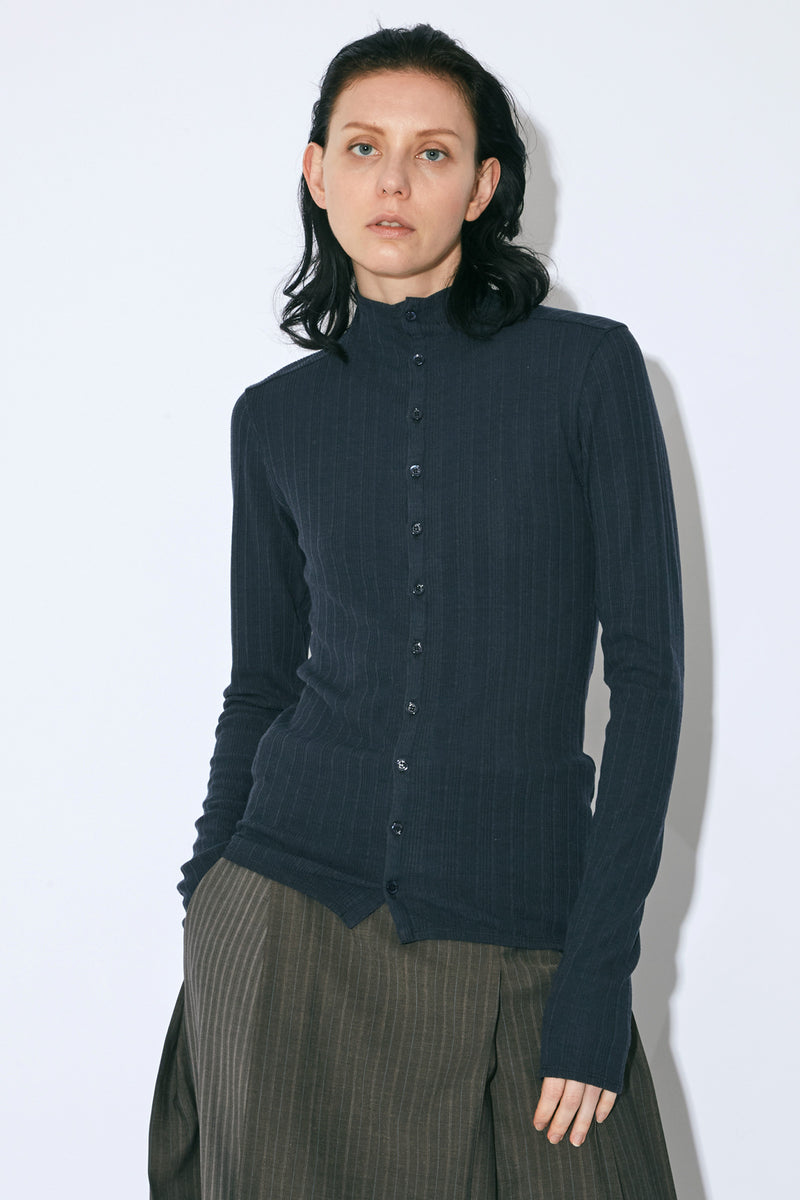 Double Neck Lacey Rib Cardigan
