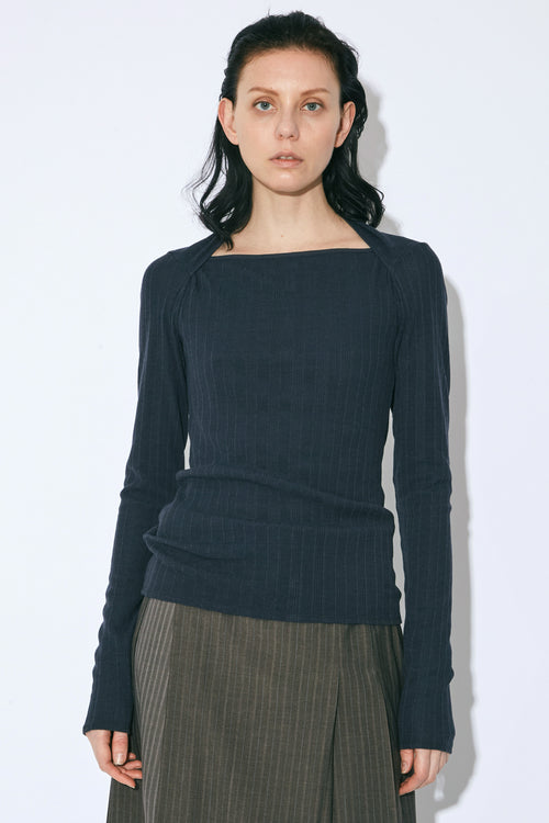 Double Neck Lacey Rib Cardigan