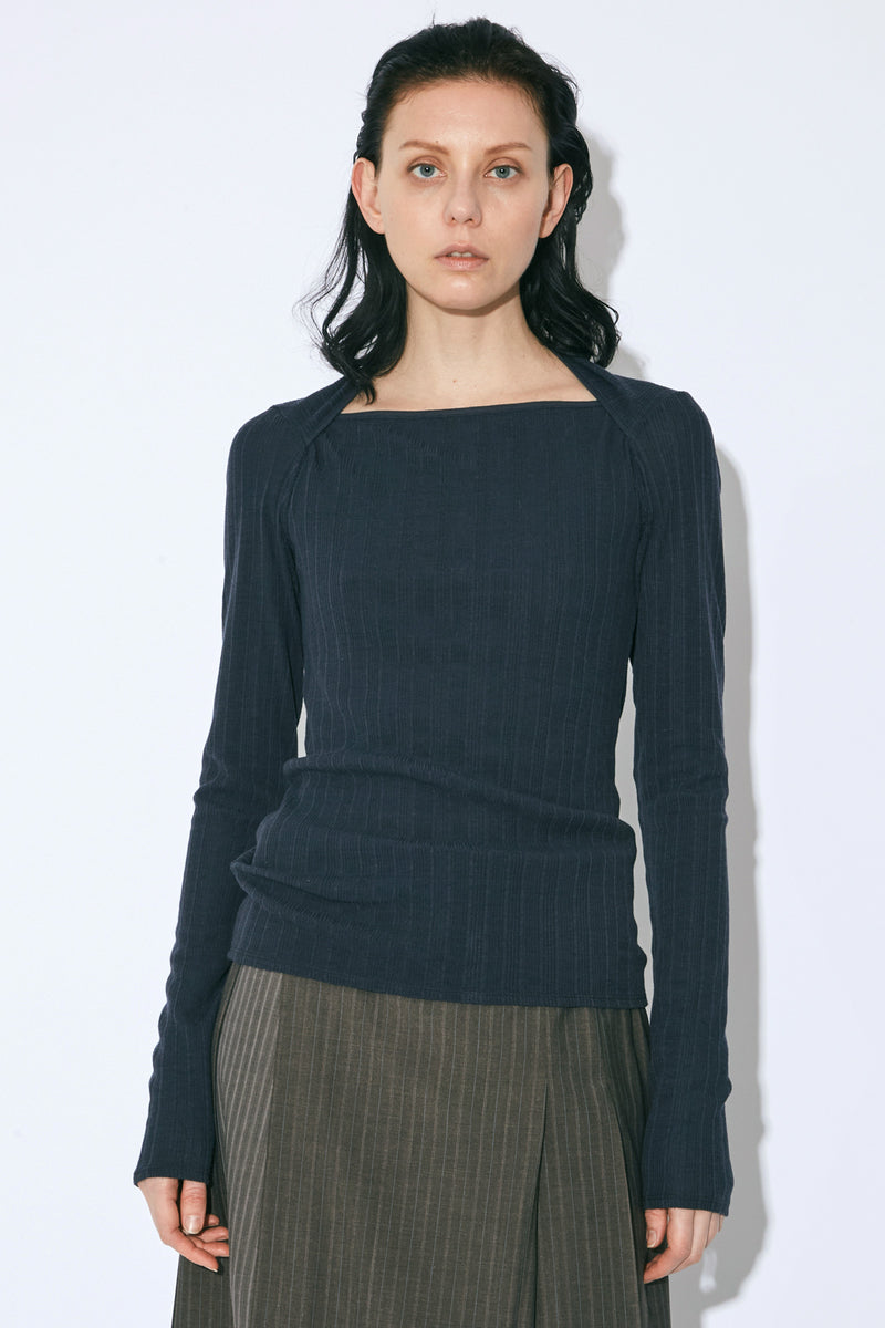Double Neck Lacey Rib Cardigan