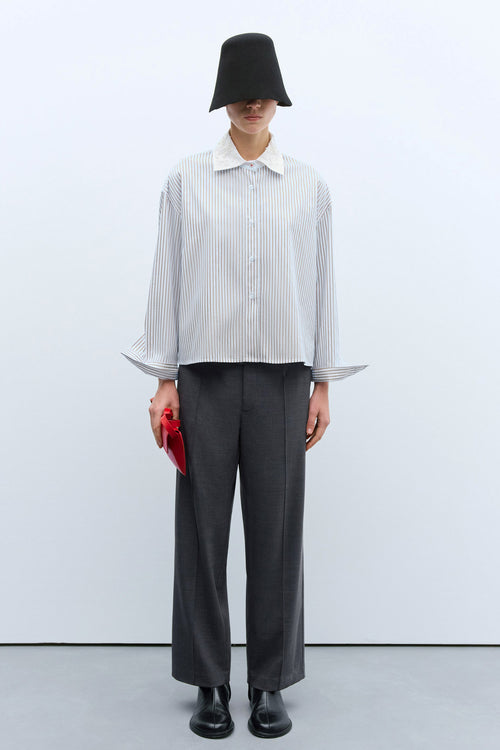 Embellished Striped Cotton Shirt