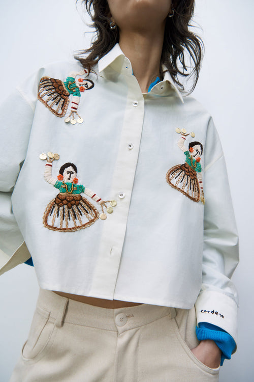 Danza Hand-Embroidered Cotton Shirt
