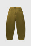 Cotton-Blended Satin Curved Pants