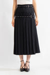 Wool Pleated Wrap Midi Dkirt