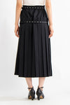 Wool Pleated Wrap Midi Dkirt