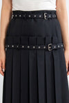 Wool Pleated Wrap Midi Dkirt