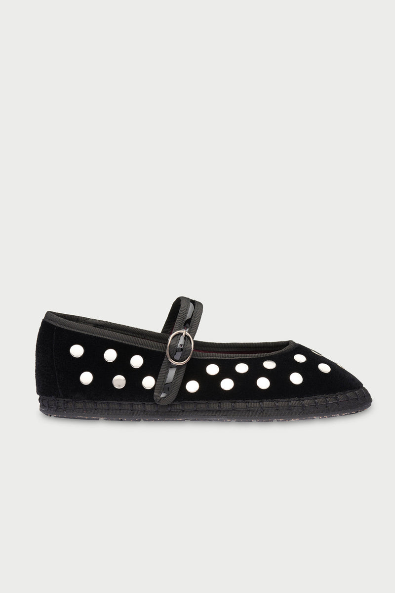 Mae Studded Velvet Ballerinas