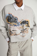 Sazzily Embroidery Cotton Sweatshirt