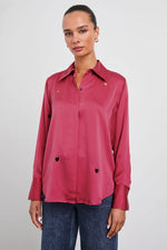 Jacey Heart Cutout Silk Shirt