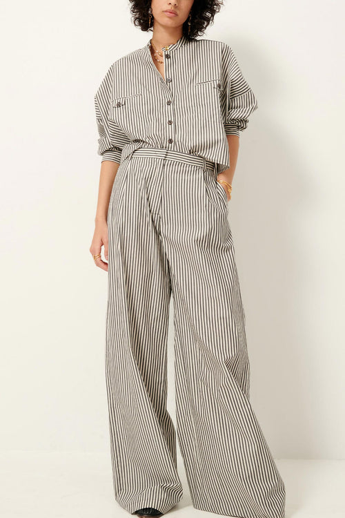 Provencia Striped Cotton Trousers