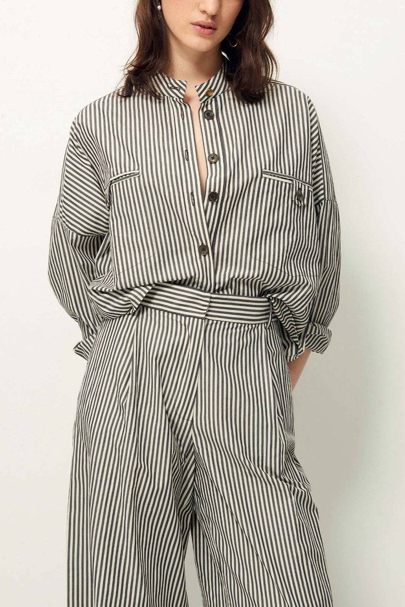 Provencia Striped Cotton Trousers